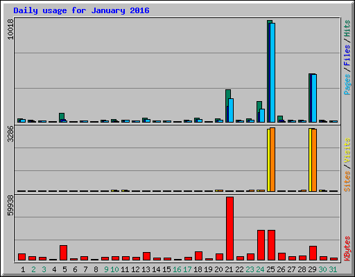 Daily usage for January 2016