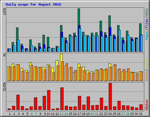 Daily usage for August 2016