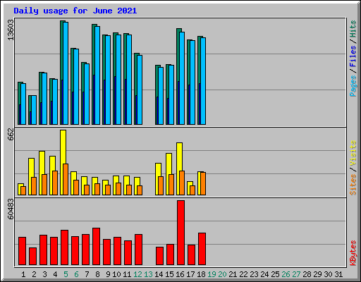 Daily usage for June 2021