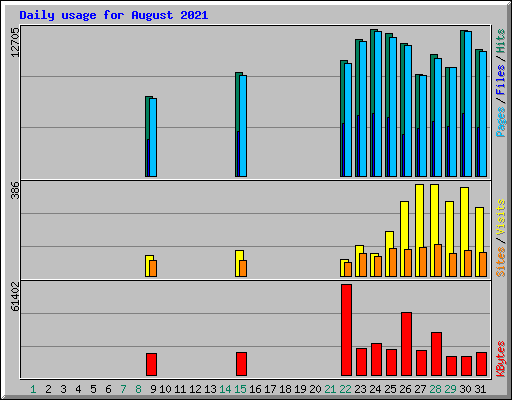 Daily usage for August 2021