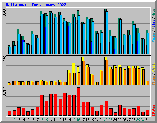 Daily usage for January 2022