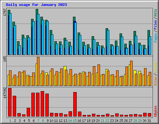 Daily usage for January 2023