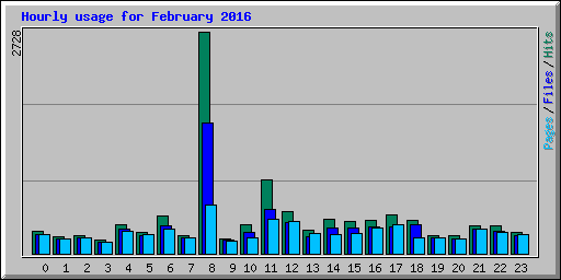 Hourly usage for February 2016
