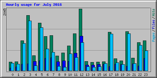 Hourly usage for July 2016